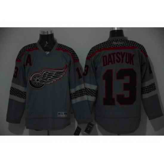 NHL detroit red wings #13 datsyuk Charcoal Cross Check Fashion jerseys
